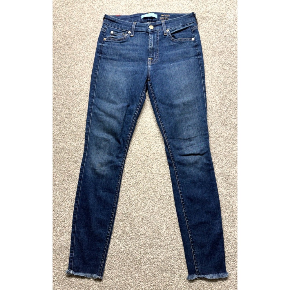 7 For All Mankind‎ The Ankle Skinny Jeans b(air) Denim Women's Size 25 Dark Wash